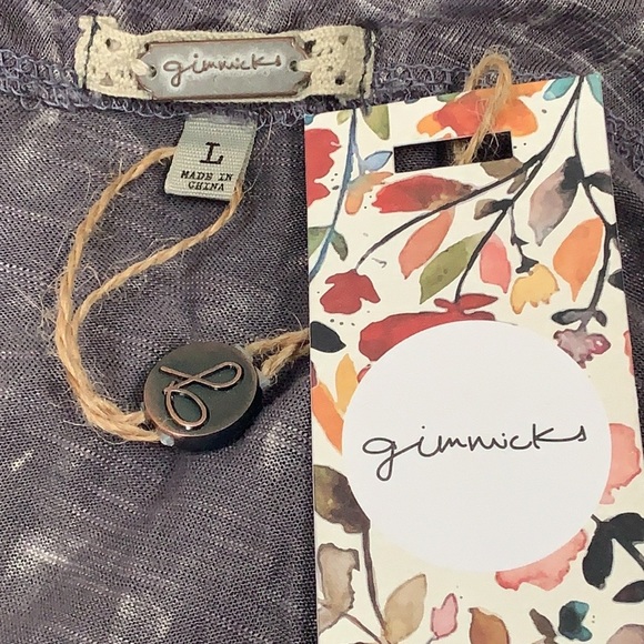 Gimmicks by BTK Oversized Acid Washed Open Tie Back Balloon Sleeve Crop Top NWT - Picture 6 of 6